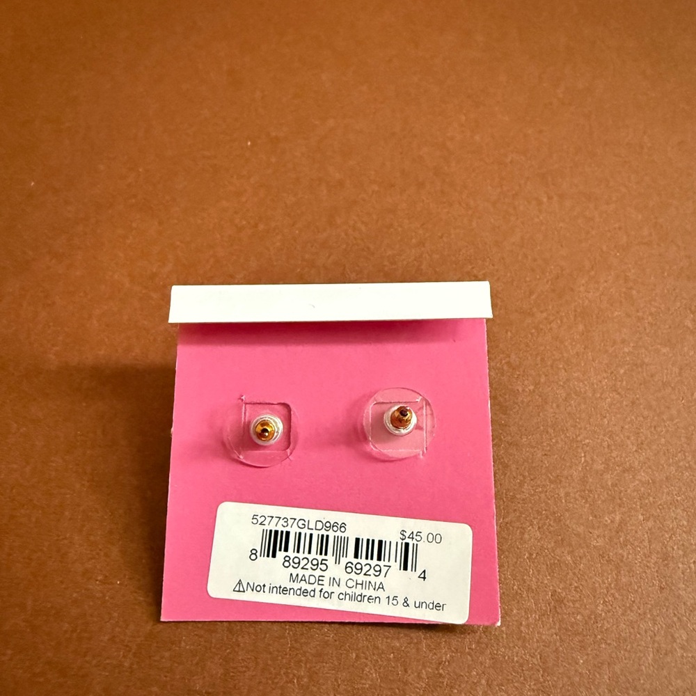 Betsey Johnson Pink and Gold Pineapple Stud Earrings - Picture 2 of 2